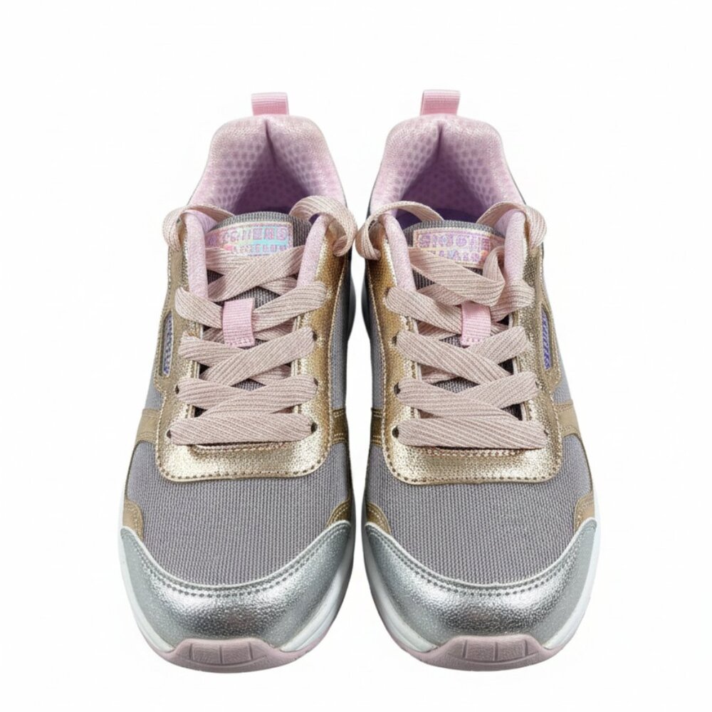 Skechers Street Uno Girls Metallic Remix Sparkle Glitter Sneakers Size 2 NEW